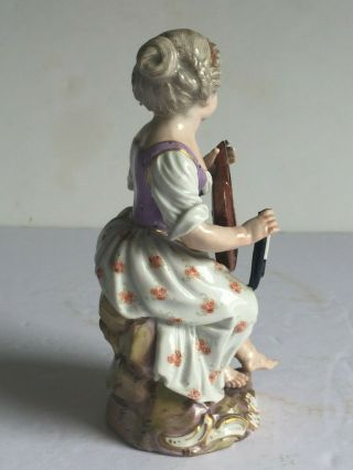18thC Antique Meissen Porcelain Figure GIRL SEATED WITH VIOLIN Painted Marks 7