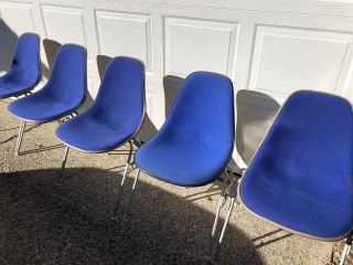 Vintage Herman Miller Eames Fiberglass Arm Shell Chairs Blue Fiberglass