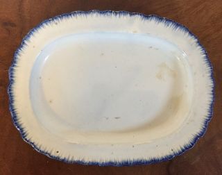 Small 19th c.  Blue Feather Edge Pearlware Platter Plate Leeds Staffordshire 2