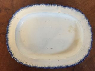 Small 19th c.  Blue Feather Edge Pearlware Platter Plate Leeds Staffordshire 4