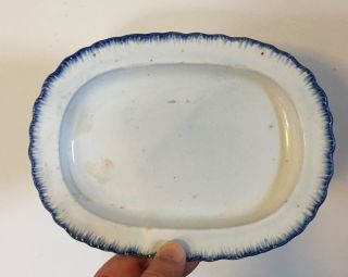 Small 19th c.  Blue Feather Edge Pearlware Platter Plate Leeds Staffordshire 5