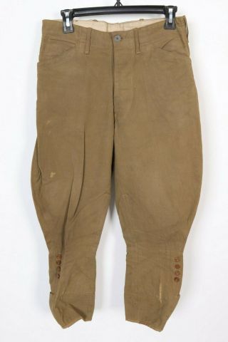 Vintage Wwi Us Army Cotton Twill Breeches Pants Usa Mens Size Waist 30