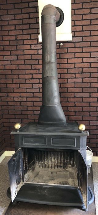 Vintage Montgomery Ward Franklin Heater Wood Stove Fireplace 2