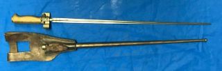 Vintage 1886 Wwi Numbered French Lebel Bayonet With Leather Frog And Scabbard