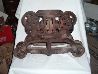 ANTIQUE BARN FRESH HAY TROLLEY and X474B NO MAKERS MARK STEAMPUNK ART ROLLERS, 2