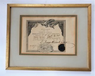 1806 Funeral Procession Ticket Vice Admiral Horatio Lord Nelson Framed
