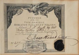 1806 Funeral Procession Ticket Vice Admiral Horatio Lord Nelson Framed 2