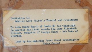 1806 Funeral Procession Ticket Vice Admiral Horatio Lord Nelson Framed 4
