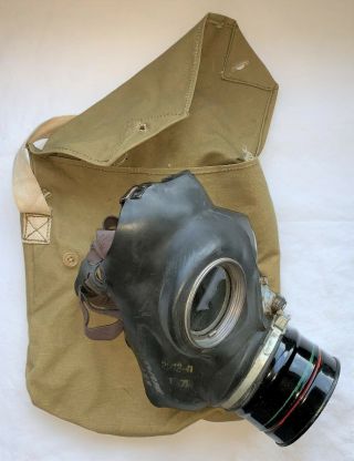 1942 Dated Wwii British Commonwealth Army Or Civilian Gas Mask Bag Nos