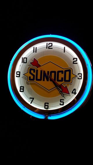 DOUBLE NEON CLOCK VINTAGE AUTOMOTIVE 4