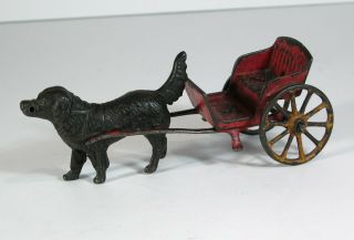 Ca1903 Cast Iron Newfoundland Dog Drawn Wagon / Dog Cart Toy By Harris Toy Co.