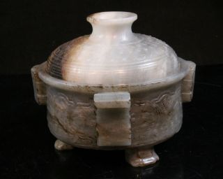 18th / 19th Century Chinese Carved Agate Ding Censer 4