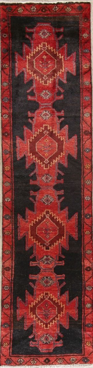 Vintage Geometric 9 Ft Runner Bakhtiari Persian Tribal Oriental Wool Rug 2 