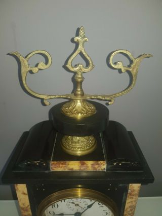 Antique French Marble & Gilt Bronze Ornate Candelabras & Mantle Clock 10