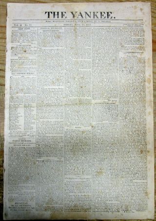 1813 War Of 1812 Newspaper Uss Constitution After Naval Battle Guerriere & Java