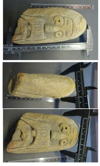 Extremely rare Viking head carved in stone,  piece Rare and unique,  possible VIII 12
