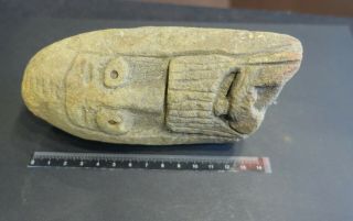 Extremely rare Viking head carved in stone,  piece Rare and unique,  possible VIII 8