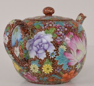 Fine Chinese Republic Flower Decorated Porcelain Teapot Qianlong Mark 10