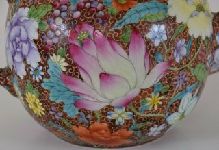 Fine Chinese Republic Flower Decorated Porcelain Teapot Qianlong Mark 3
