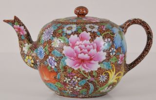 Fine Chinese Republic Flower Decorated Porcelain Teapot Qianlong Mark 7