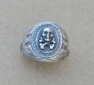 Vintage Sterling Silver Us Army Ring Size - 8.  5 808
