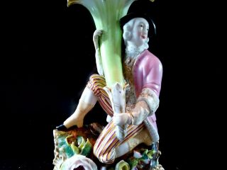 Antique French Jacob Petit porcelain Cornucopia Vases Gentleman & Lady Figurines 8