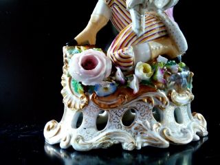Antique French Jacob Petit porcelain Cornucopia Vases Gentleman & Lady Figurines 9