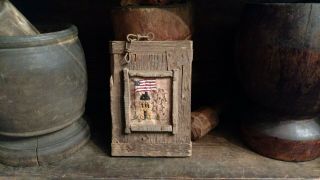 EARLY PRIMITIVE HANDSTITCHED SAMPLER SALTBOX HOUSE WILLOW TREE AMERICAN FLAG USA 3
