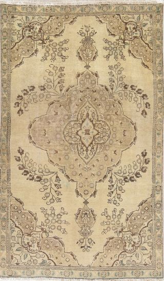 Memorial Week Geometric Muted Antique Persian Distressed Wool Area Rug 5x8