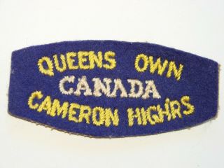 Canada Ww2 Cloth Shoulder Title The Queen 