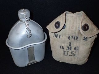 WWI US M1910 Canteen Cup & Cover - Motor Car Co.  2 Quartermaster Corps Marked 12