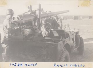 Snapshot Photo 30th Regiment 1952 Jeep & 105mm Recoilless Rifle 135