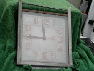 Rare Vintage Hammond Spin Start Wall Clock Reverse Painted Glass 1938 Esta
