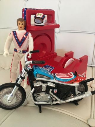 EVEL KNIEVEL IDEAL STUNT CYCLE ONE OF A KIND CUSTOM EVIL TOY FIGURE VTG 70 ' S 2