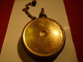 Antique Brass Banjo Gun Oiler.  Marked Bk With Cap And Chain