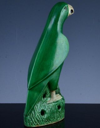 GREAT CHINESE KANGXI FAMILLE VERTE GREEN GLAZE BISCUIT PORCELAIN PARROT FIGURE 4