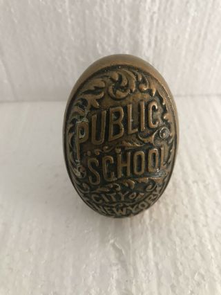 Antique c1900 Brass York City Public School Door Knob Board of Education L10 6