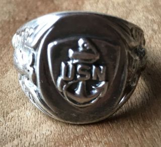 Vintage U.  S.  Navy Ring Sterling Silver Anchor Size 9.  0 Vf,