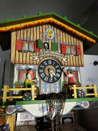 German Made Chalet Hofbrauhaus 1 Day Cuckoo Clock Ck2074a Needs Work