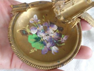 ANTIQUE VICTORIAN NATIVE AMERICAN INDIAN HP VIOLET CALLING CARD TRAY HOLDER 4