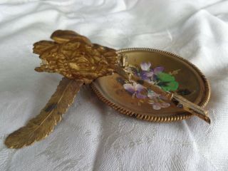 ANTIQUE VICTORIAN NATIVE AMERICAN INDIAN HP VIOLET CALLING CARD TRAY HOLDER 6