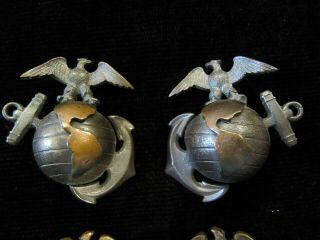 WWI WWII US Marine Corps Officer EGA Collar Insignia Pins 2