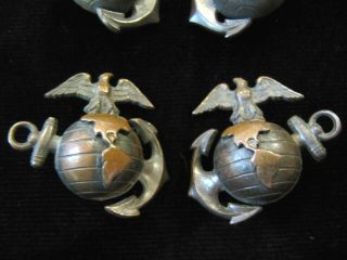 WWI WWII US Marine Corps Officer EGA Collar Insignia Pins 5