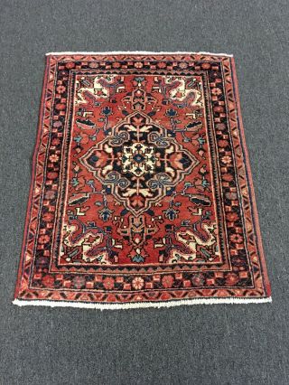 On Semi Antique Hand Knotted Persian Area Rug Geometric Carpet 2’6”x3’3”