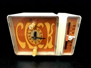 Vintage Antique Peter Max Type Psychedelic Flower Power Old Hippie Clock Radio