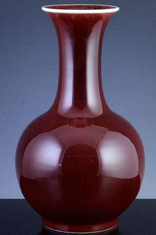 Fine Large Antique Chinese Langyao Copper Red & White Flambe Glazed Bottle Vase