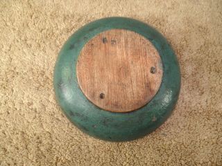 Old Wooden Very Small Turned Dough Bowl Robin Egg Blue Paint 5