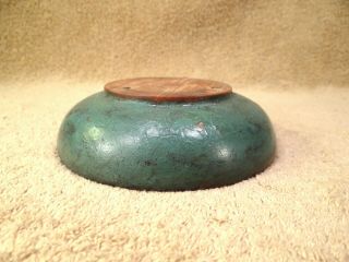 Old Wooden Very Small Turned Dough Bowl Robin Egg Blue Paint 6