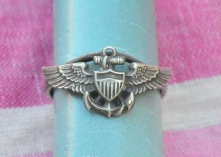 Vintage Sterling Silver Us Navy Aviator Ring S - 10.  5 613