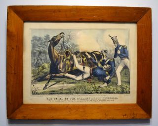 Framed 1846 Sarony & Major Lithograph - Death Of The Gallant Major Ringold